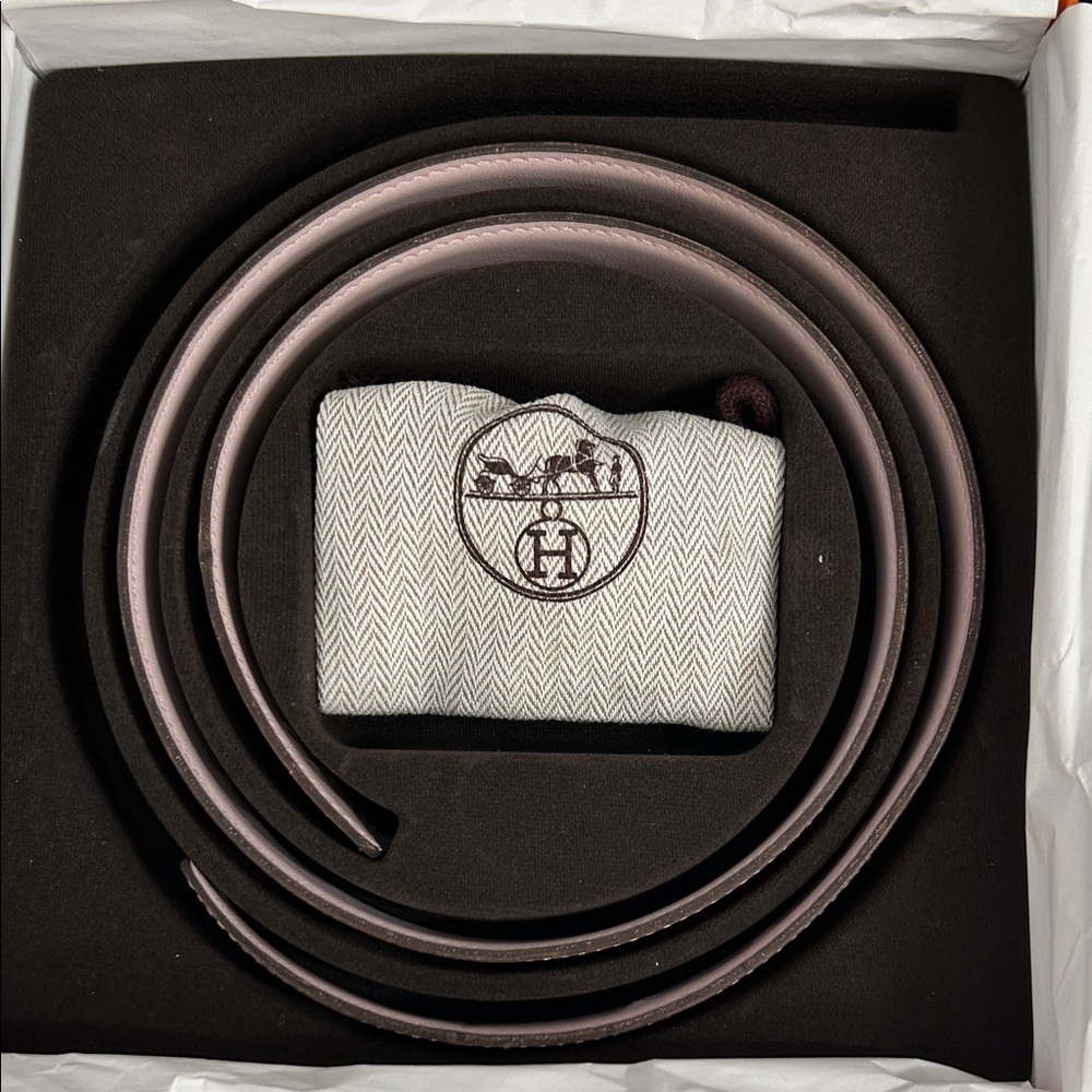 Authentic Hermes reversible tan gold/Pale Pink 24MM Belt Kit with original box - Picture 8 of 10